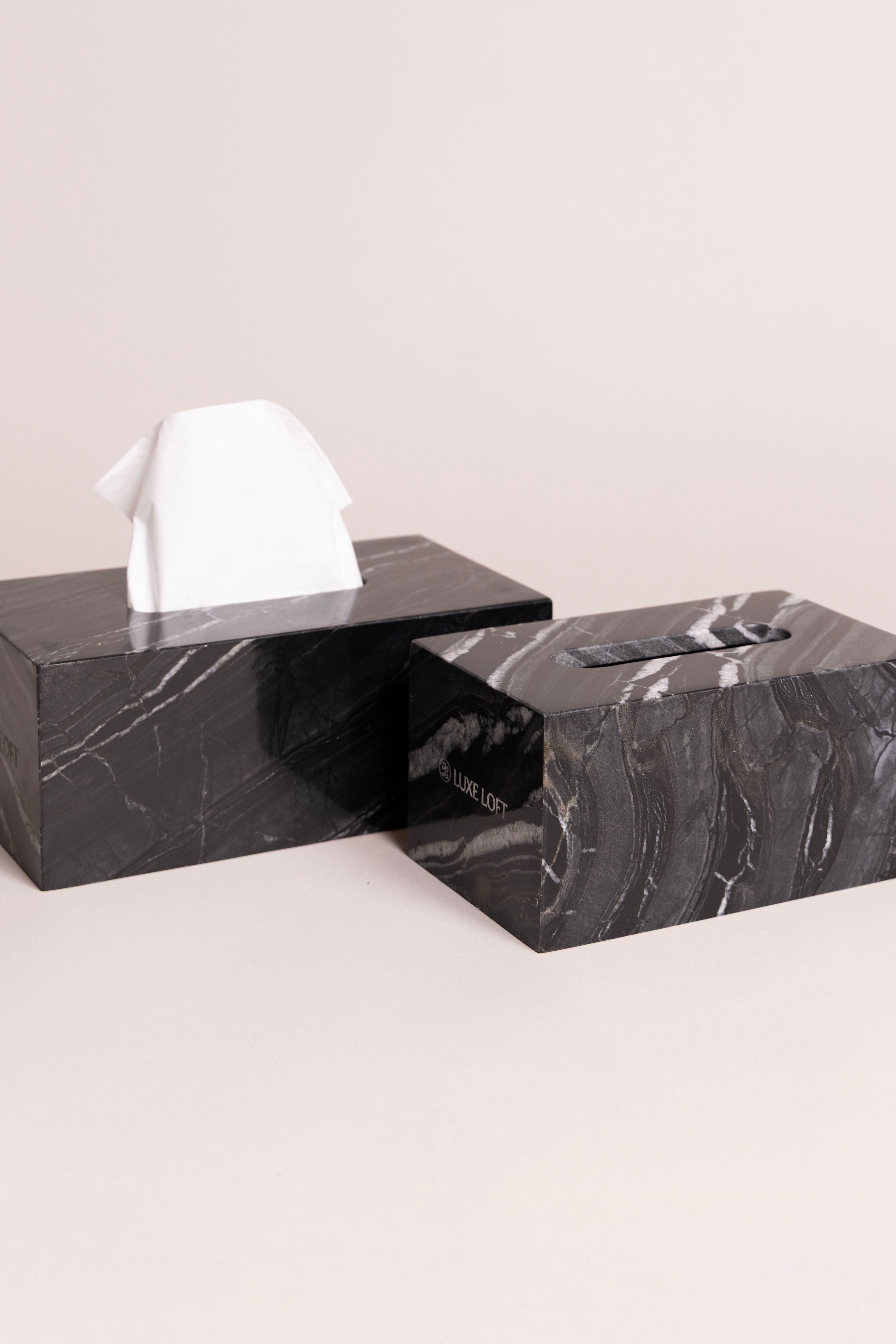 Black Tree Marble Tissue Box