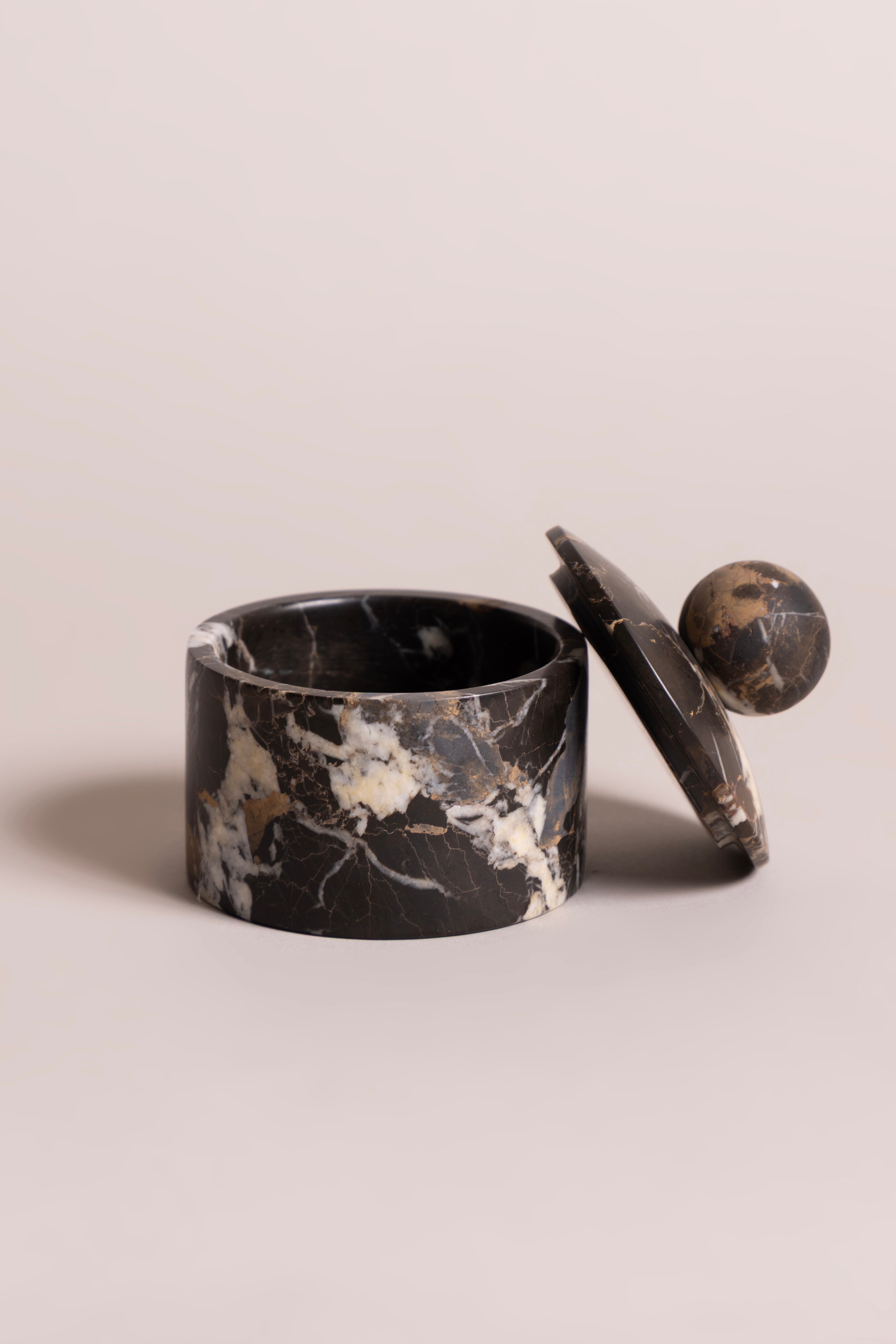 Portoro Marble Orb Lid Jar