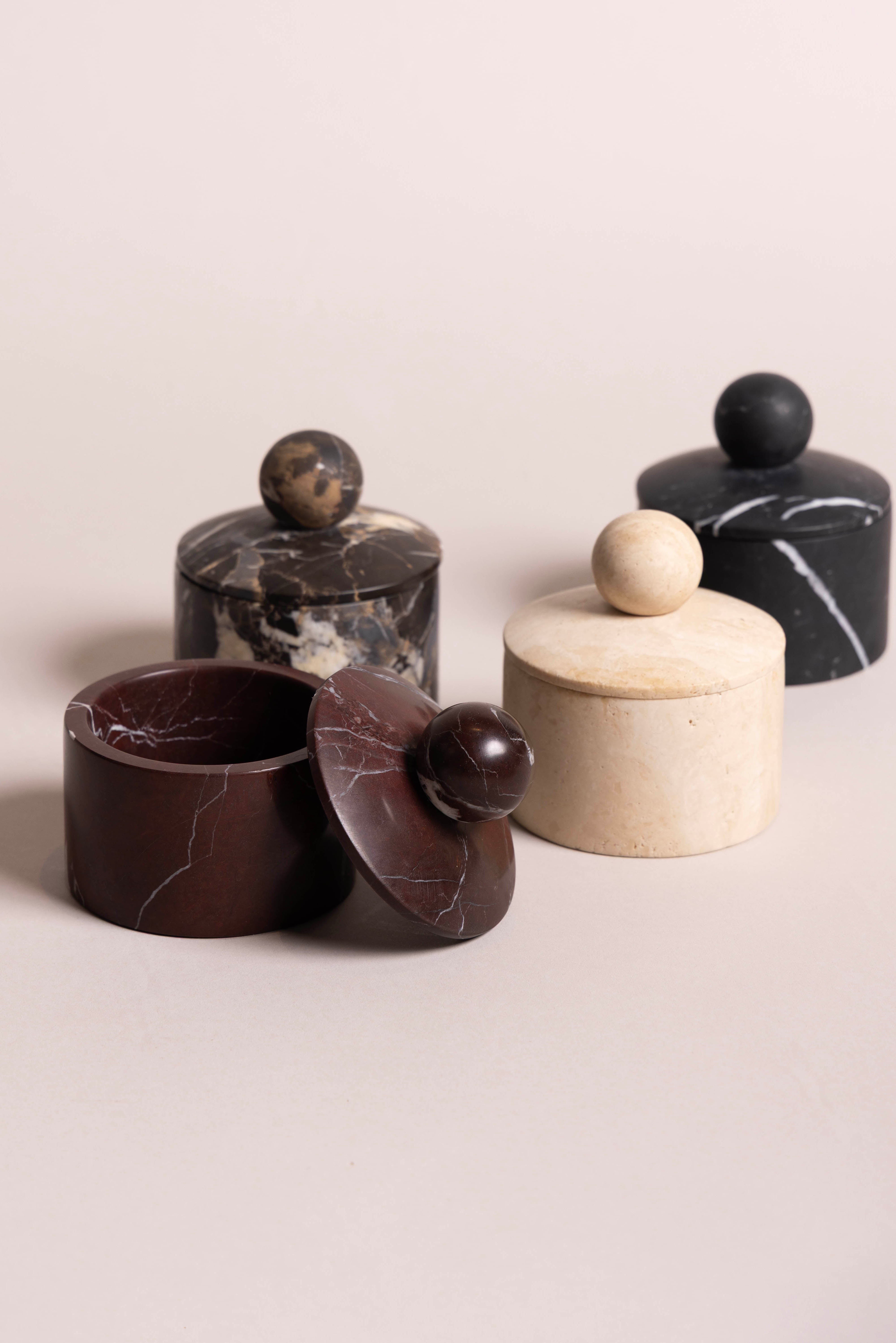 Travertine Orb Lid Jar