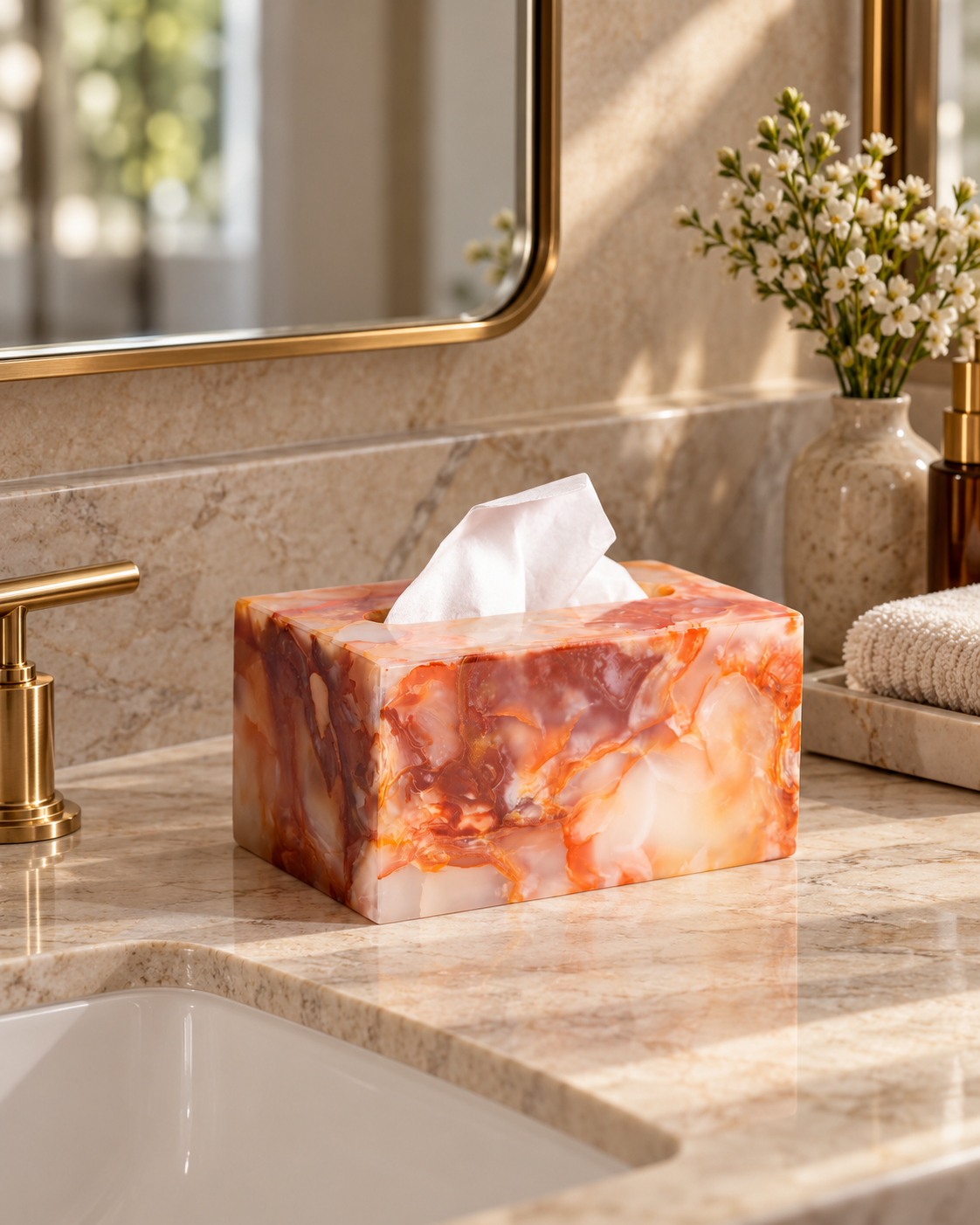 Sunset Onyx Tissue Box