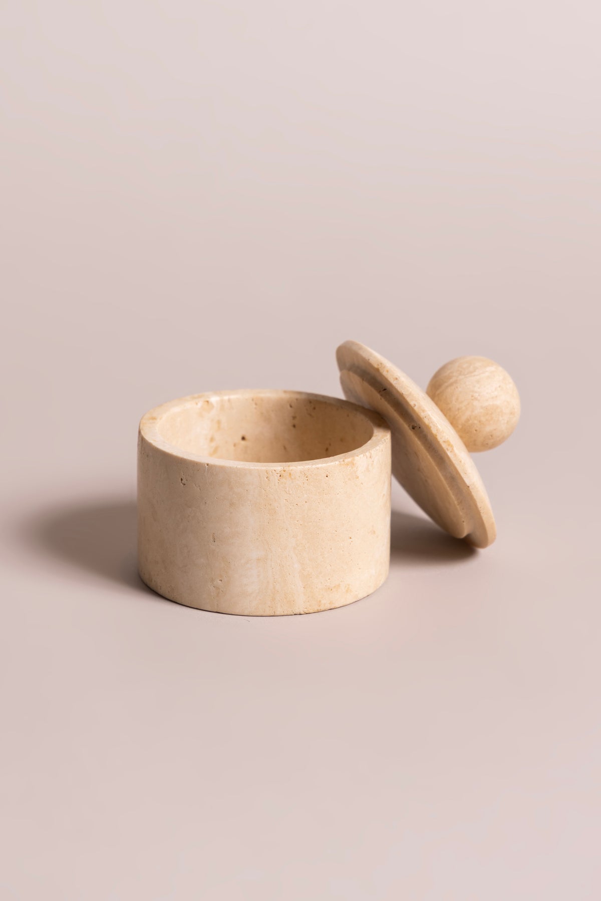Travertine Orb Lid Jar