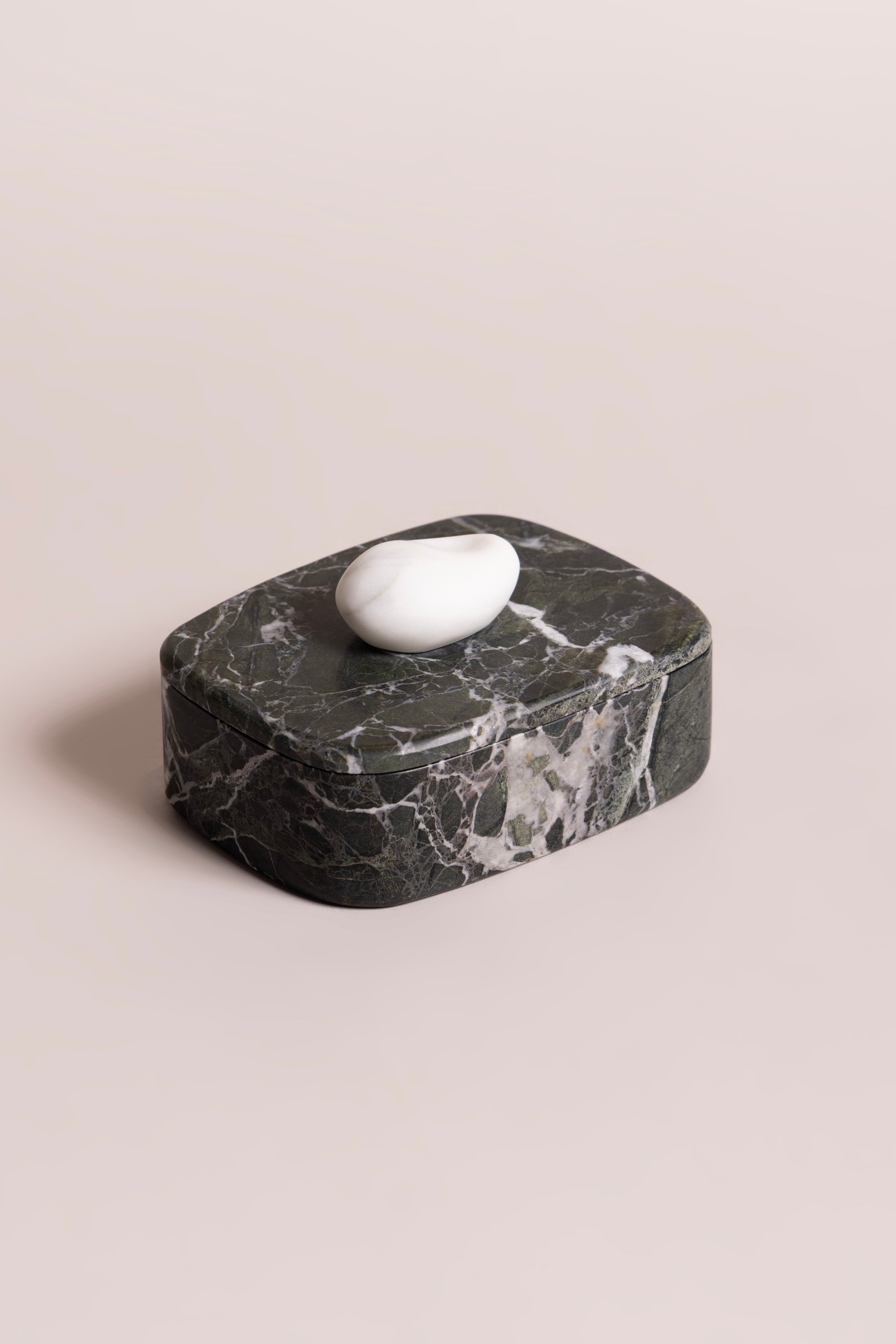 Grand Antique Marble Pebble Lid Jar