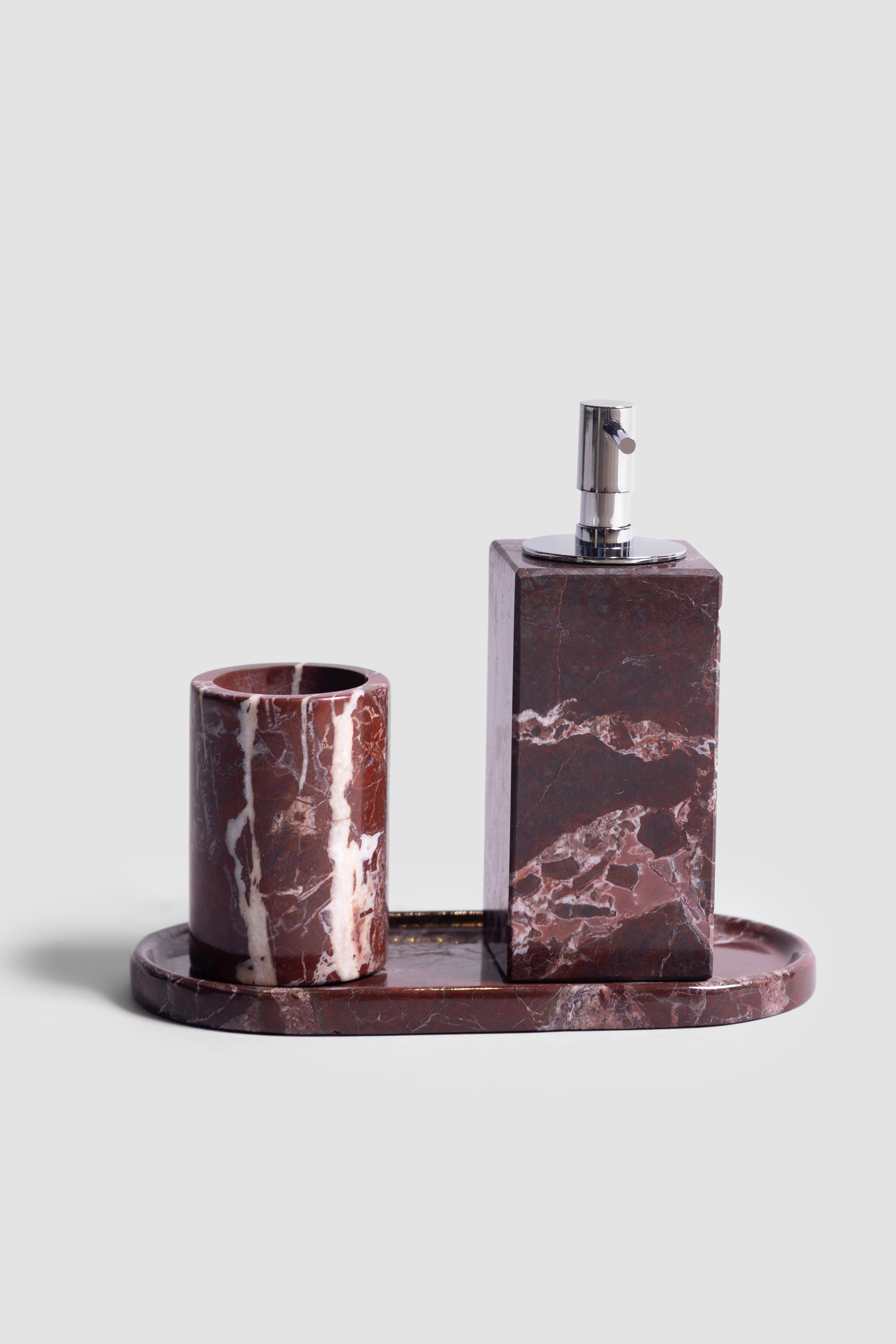 Rosso Levanto Marble Bath Set