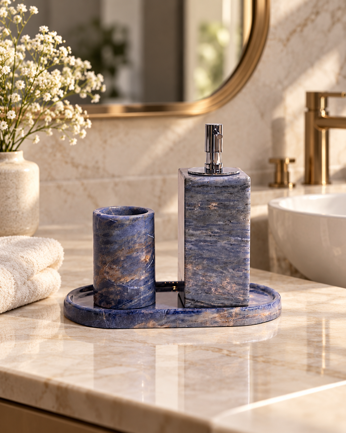 Indigo Sodalite Bath Set