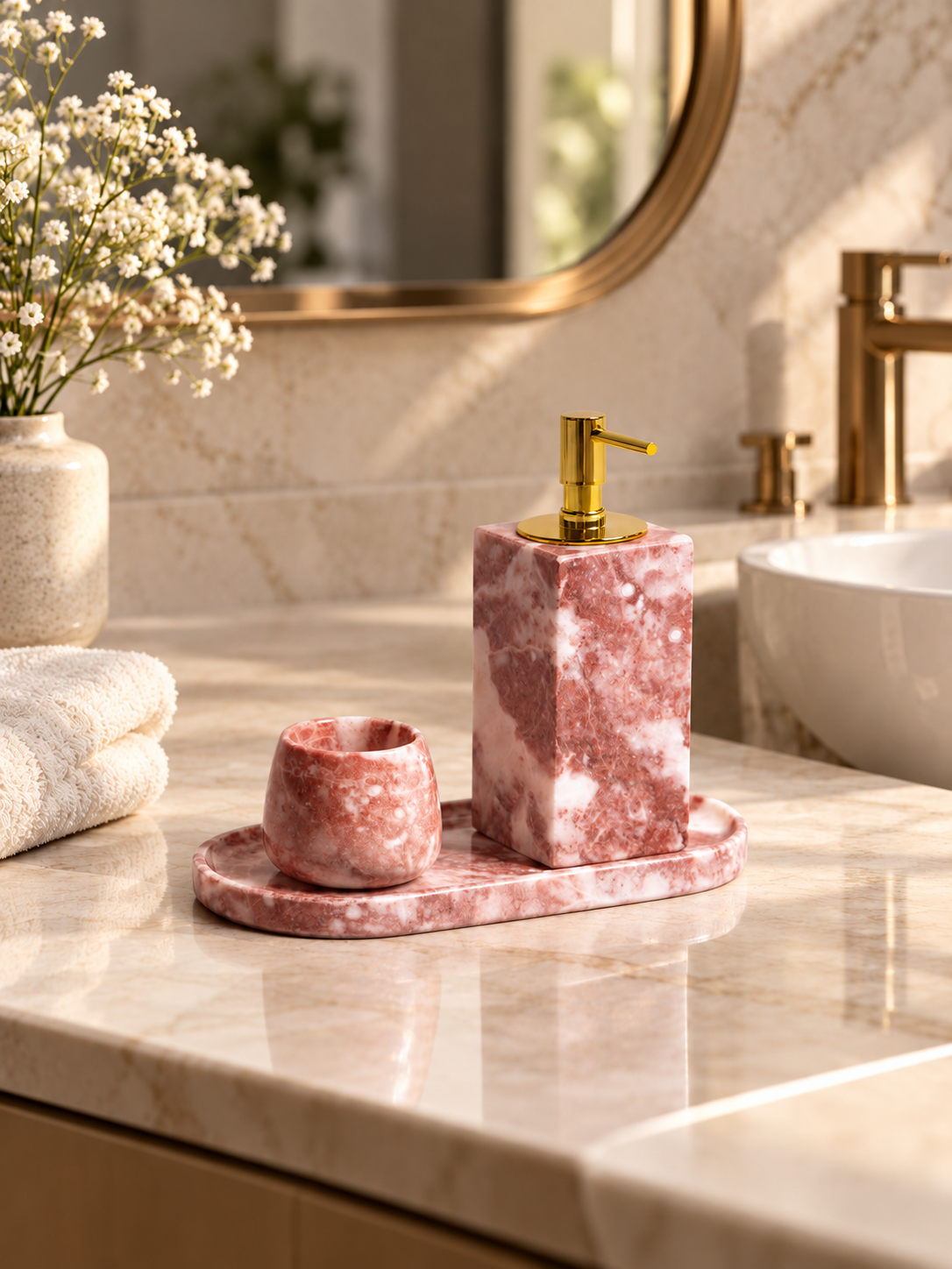 Rainbow Rose Marble Bath Set